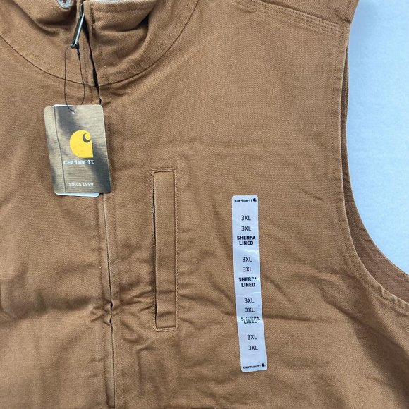 Carhartt Men's 104277 Brown Sherpa Lined Vest Full Zip Size 3XL NWT - Picture 5 of 14